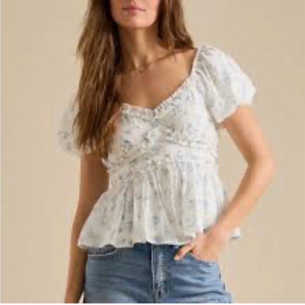 Altar'd State White Floral Blouse